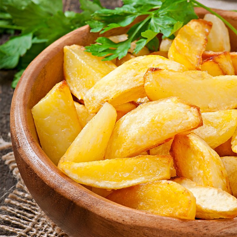 Fried potato wedges